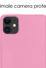 NoXx Hoes Geschikt voor iPhone 12 Hoesje Cover Siliconen Back Case Hoes - Lichtroze - 2x