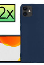 NoXx Hoes Geschikt voor iPhone 12 Hoesje Cover Siliconen Back Case Hoes - Donkerblauw - 2x