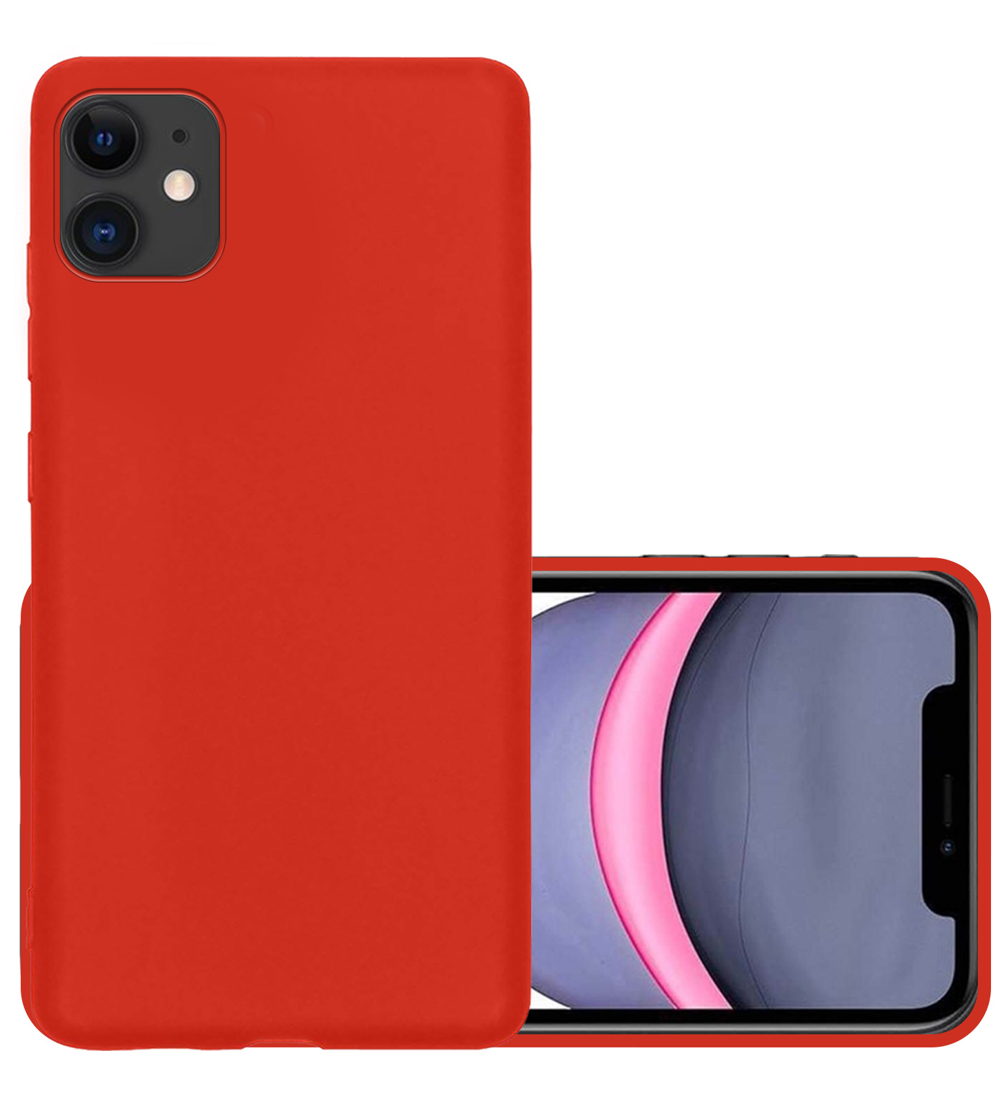 NoXx Hoes Geschikt voor iPhone 12 Hoesje Cover Siliconen Back Case Hoes - Rood