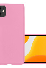 NoXx Hoes Geschikt voor iPhone 12 Hoesje Cover Siliconen Back Case Hoes - Lichtroze