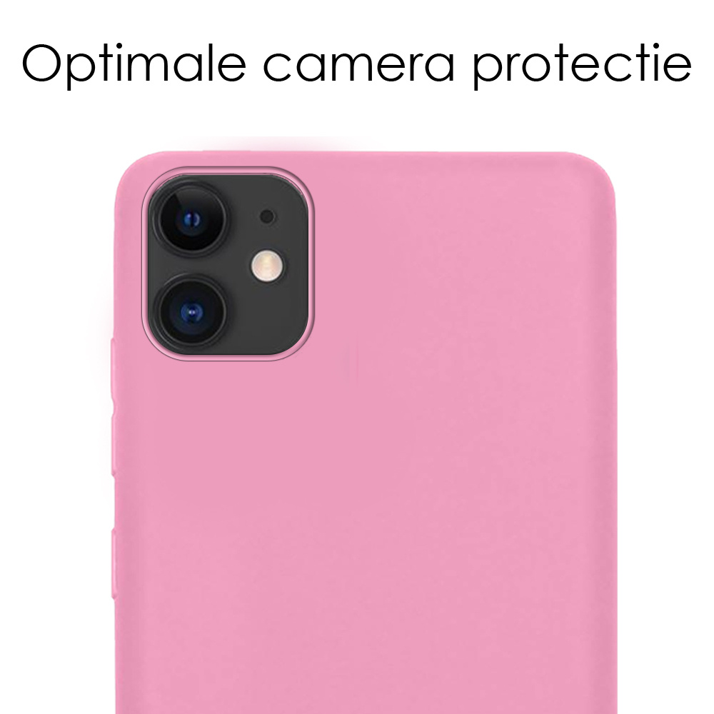 NoXx Hoes Geschikt voor iPhone 12 Hoesje Cover Siliconen Back Case Hoes - Lichtroze