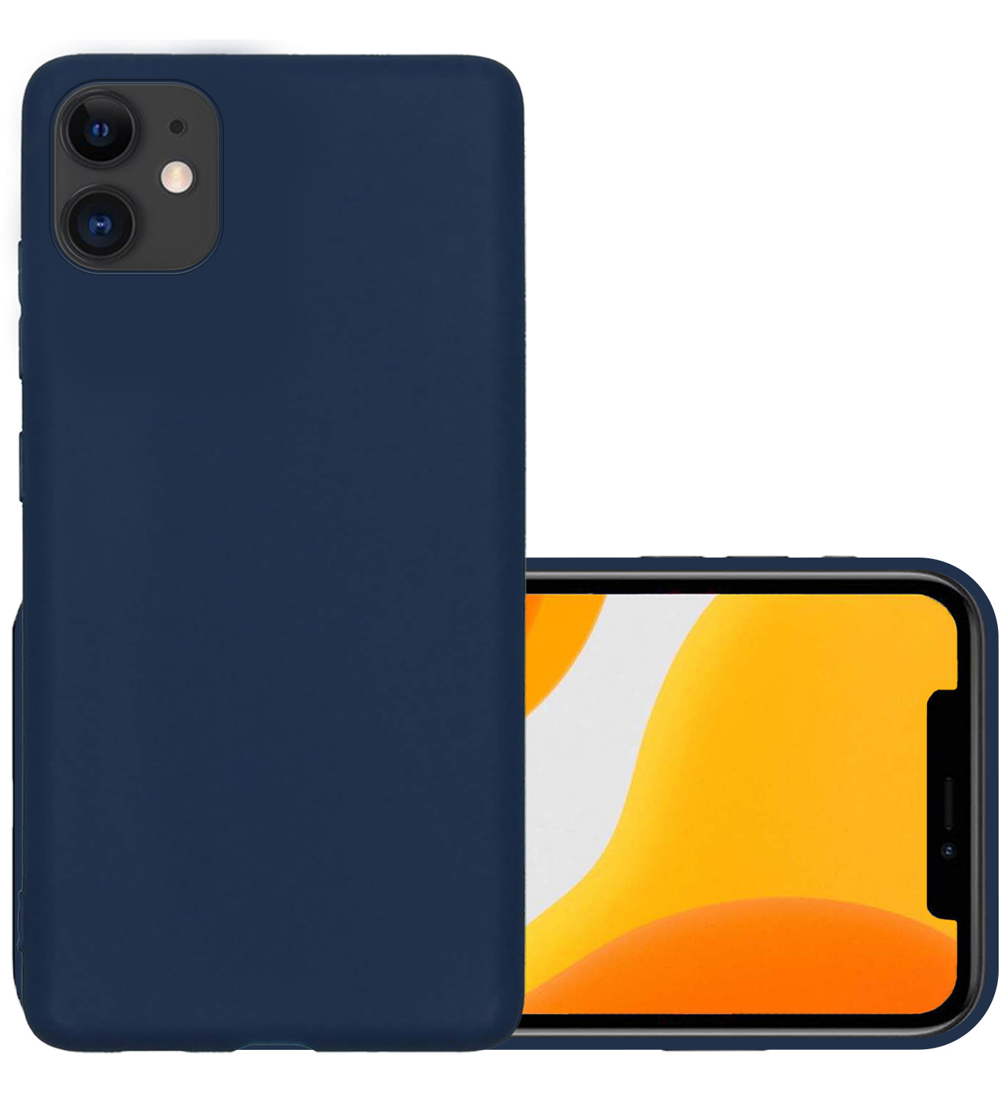 NoXx Hoes Geschikt voor iPhone 12 Hoesje Cover Siliconen Back Case Hoes - Donkerblauw