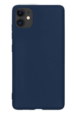 NoXx Hoes Geschikt voor iPhone 12 Hoesje Cover Siliconen Back Case Hoes - Donkerblauw