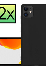 NoXx Hoes Geschikt voor iPhone 12 Mini Hoesje Cover Siliconen Back Case Hoes - Zwart - 2x
