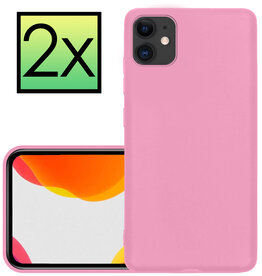 NoXx NoXx iPhone 12 Mini Hoesje Siliconen 2 PACK - Licht Roze