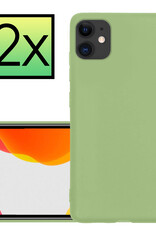 NoXx Hoes Geschikt voor iPhone 12 Mini Hoesje Cover Siliconen Back Case Hoes - Groen - 2x