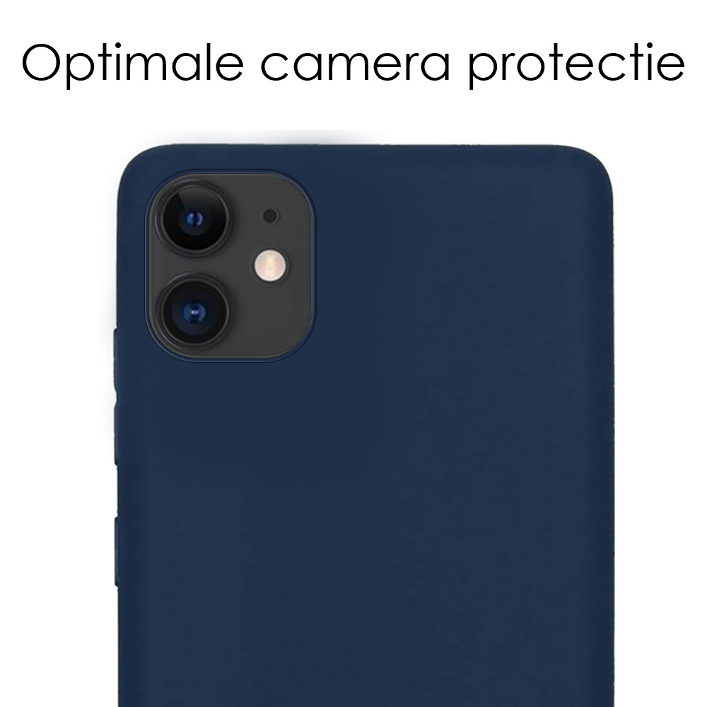 NoXx Hoes Geschikt voor iPhone 12 Mini Hoesje Cover Siliconen Back Case Hoes - Donkerblauw