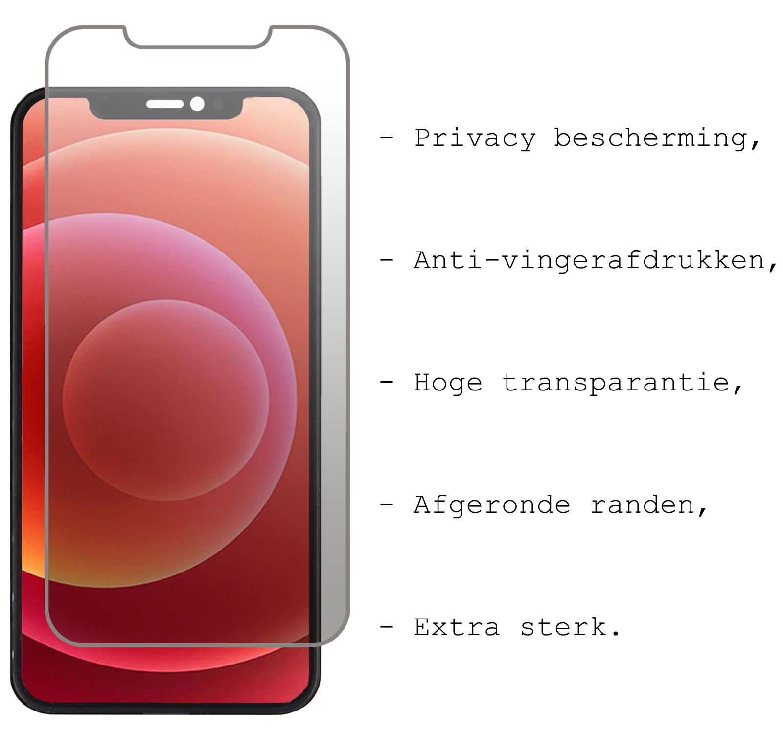 BASEY. Screenprotector Geschikt voor iPhone 11 Screenprotector Privacy Beschermglas - Screenprotector Geschikt voor iPhone 11 Screen Protector Full Screen Privacy - 2 Stuks