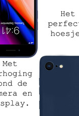 NoXx Hoes Geschikt voor iPhone SE 2020 Hoesje Cover Siliconen Back Case Hoes - Donkerblauw - 2x