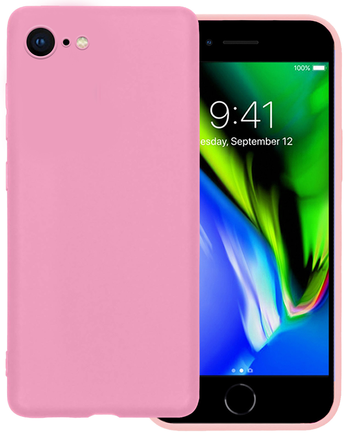 NoXx Hoes Geschikt voor iPhone SE 2020 Hoesje Cover Siliconen Back Case Hoes - Lichtroze