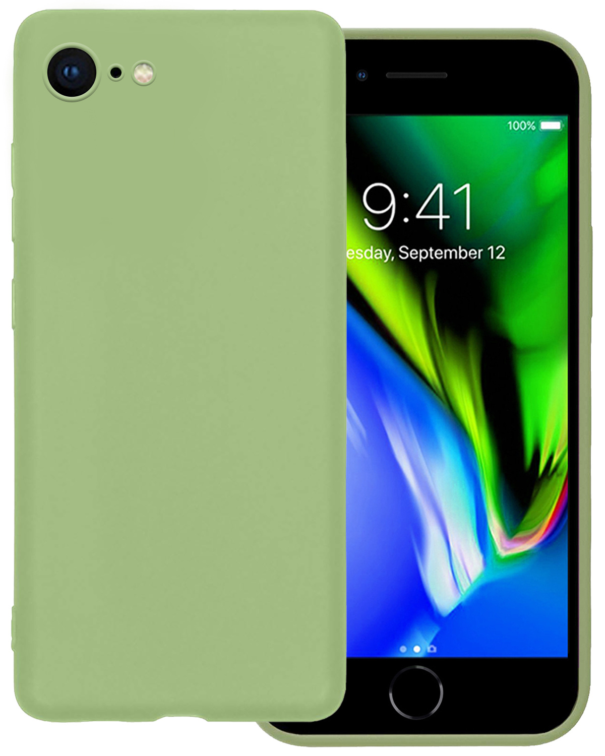 NoXx Hoes Geschikt voor iPhone SE 2020 Hoesje Cover Siliconen Back Case Hoes - Groen