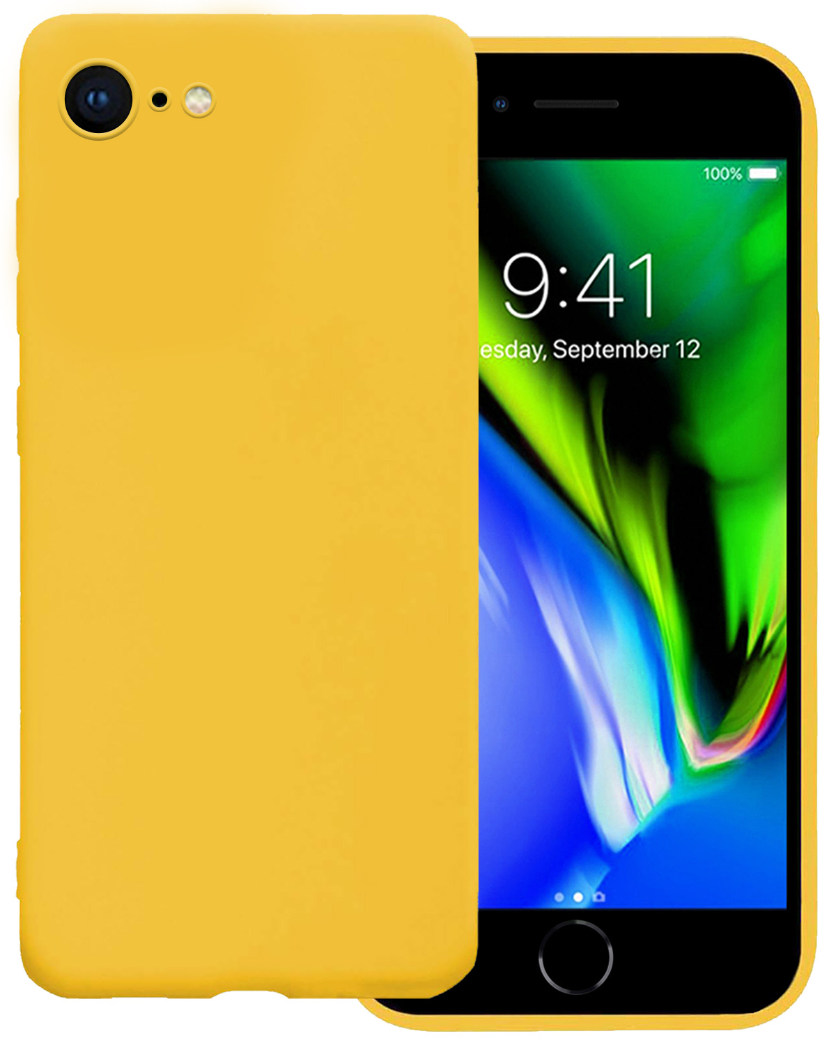 NoXx Hoes Geschikt voor iPhone SE 2020 Hoesje Cover Siliconen Back Case Hoes - Geel