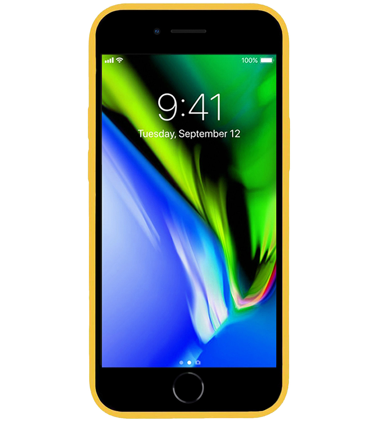 NoXx Hoes Geschikt voor iPhone SE 2020 Hoesje Cover Siliconen Back Case Hoes - Geel