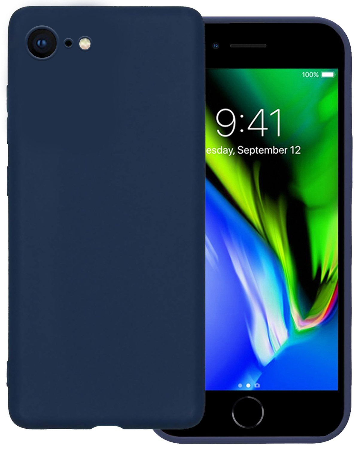 NoXx Hoes Geschikt voor iPhone SE 2020 Hoesje Cover Siliconen Back Case Hoes - Donkerblauw