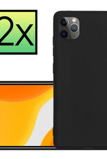NoXx Hoes Geschikt voor iPhone 11 Pro Max Hoesje Cover Siliconen Back Case Hoes - Zwart - 2x