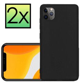 NoXx NoXx iPhone 11 Pro Max Hoesje Siliconen 2 PACK - Zwart
