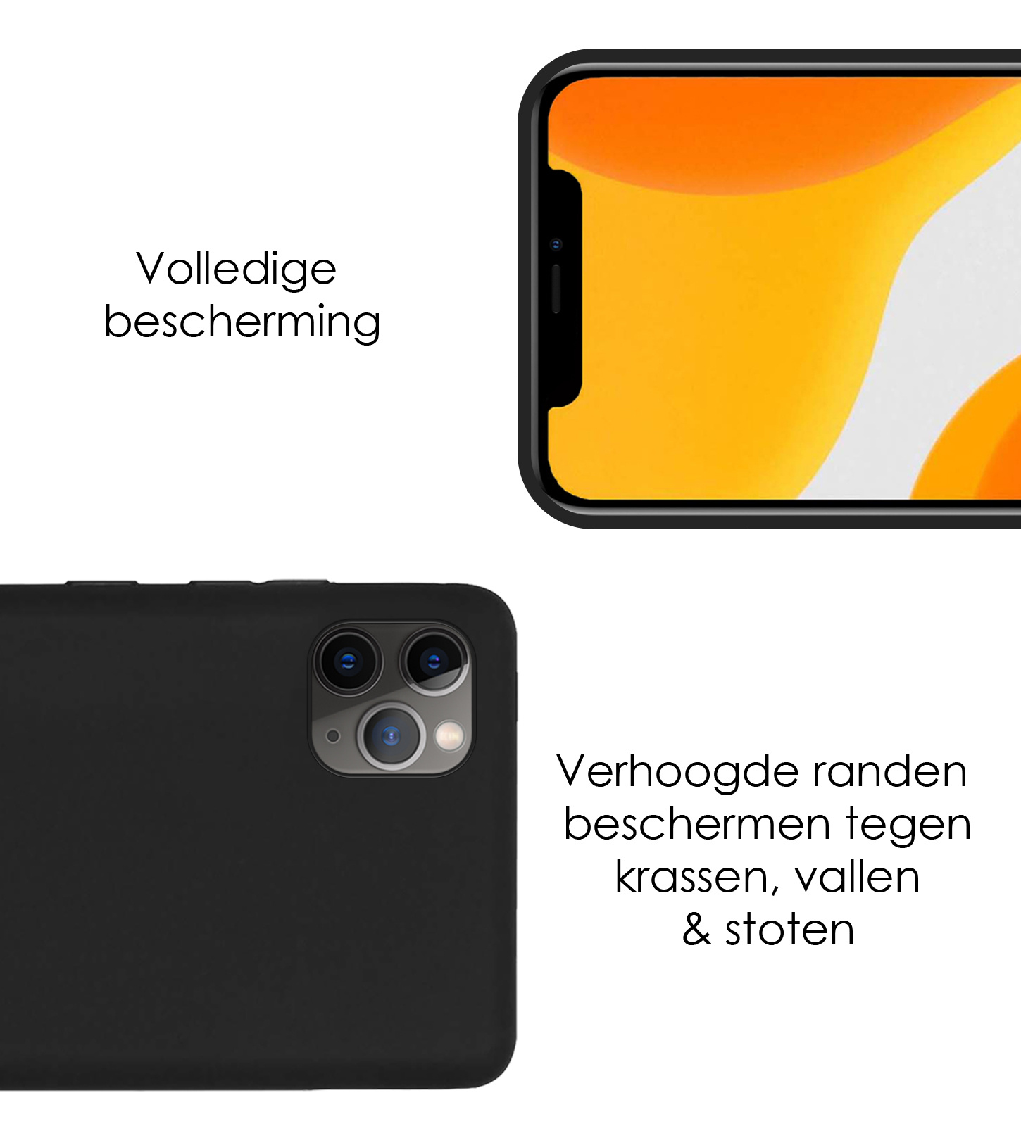 NoXx Hoes Geschikt voor iPhone 11 Pro Max Hoesje Cover Siliconen Back Case Hoes - Zwart - 2x
