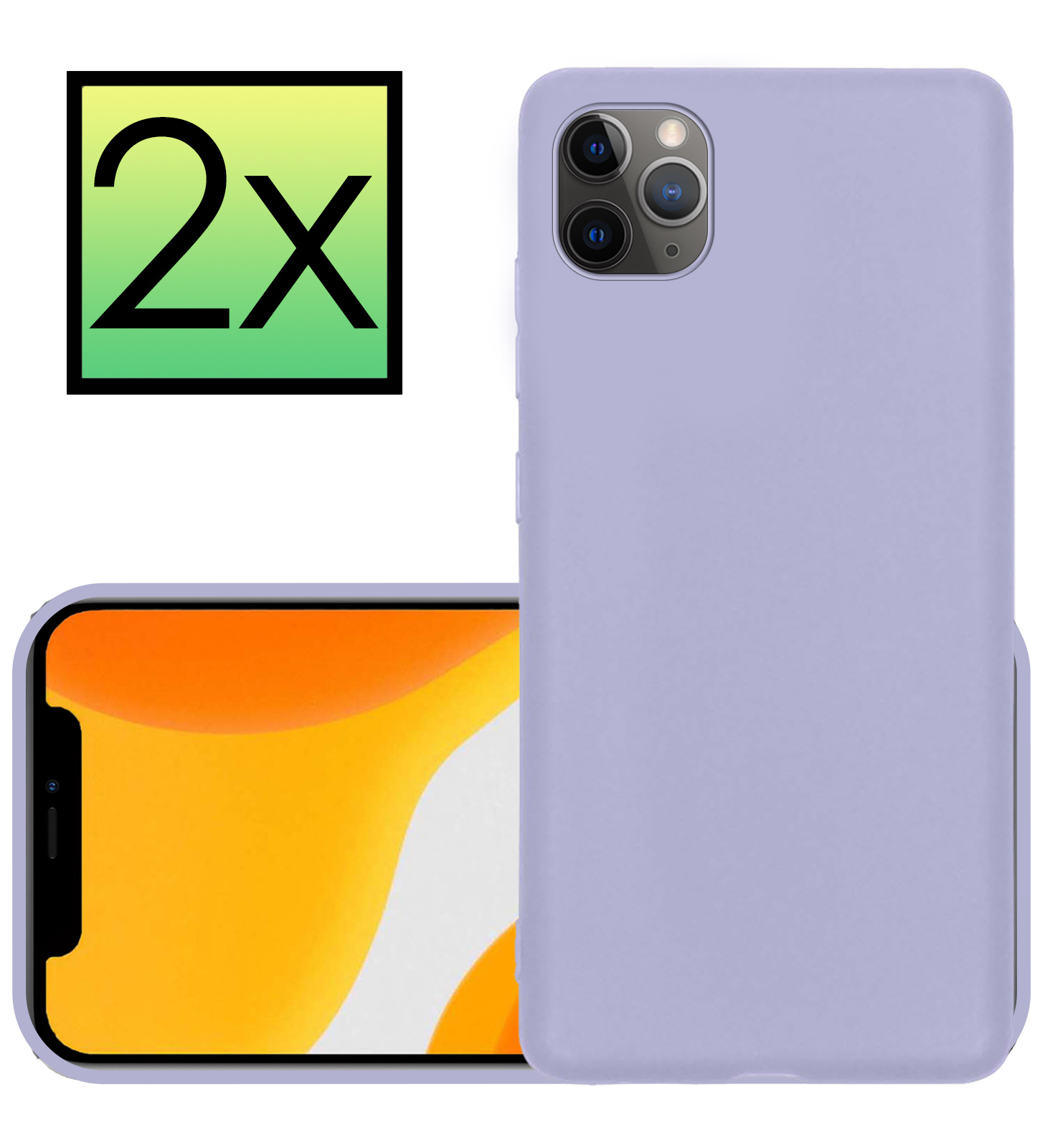 NoXx Hoes Geschikt voor iPhone 11 Pro Max Hoesje Cover Siliconen Back Case Hoes - Lila - 2x