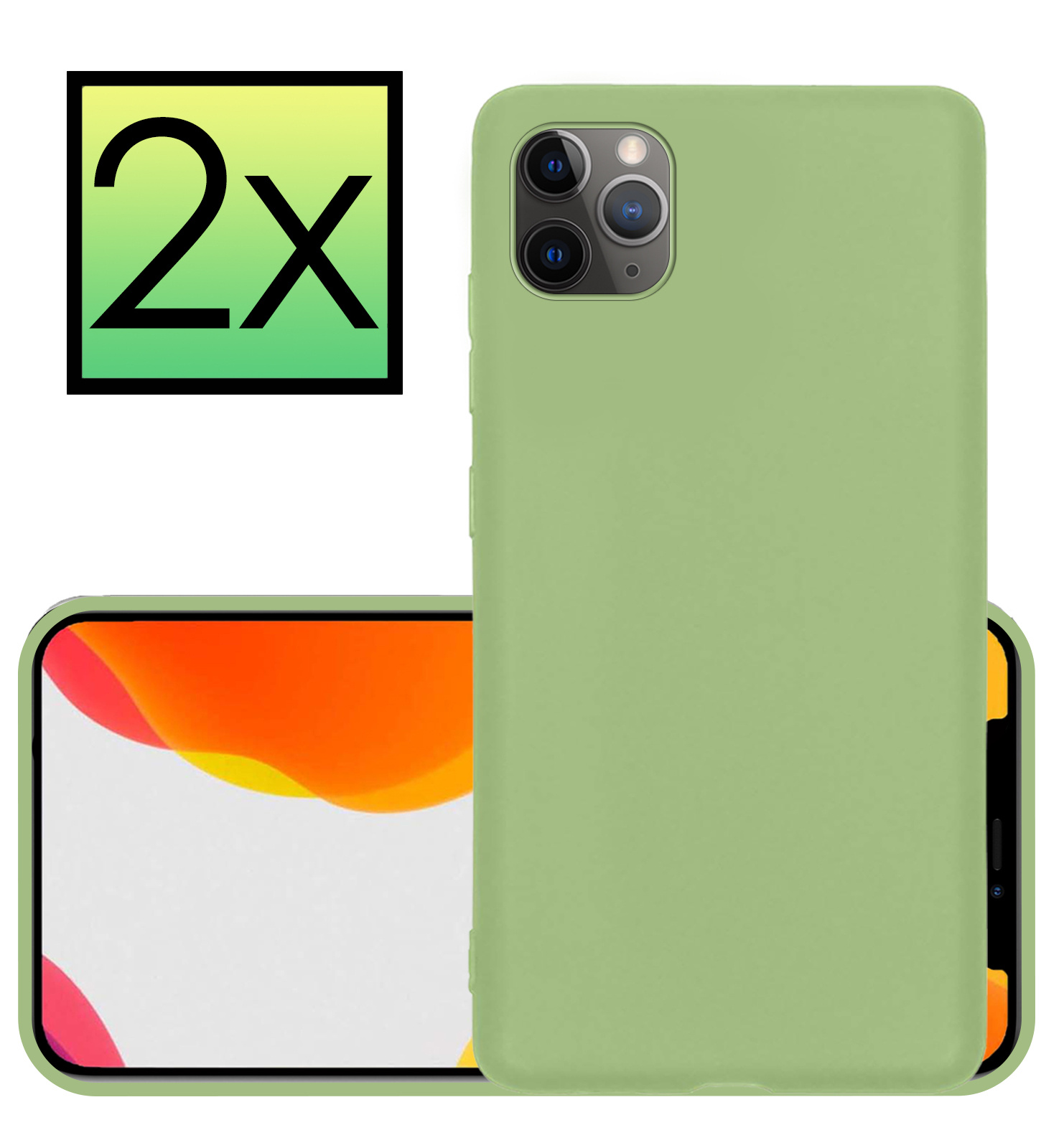 NoXx Hoes Geschikt voor iPhone 11 Pro Max Hoesje Cover Siliconen Back Case Hoes - Groen - 2x
