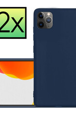 NoXx Hoes Geschikt voor iPhone 11 Pro Max Hoesje Cover Siliconen Back Case Hoes - Donkerblauw - 2x