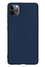 NoXx Hoes Geschikt voor iPhone 11 Pro Max Hoesje Cover Siliconen Back Case Hoes - Donkerblauw - 2x