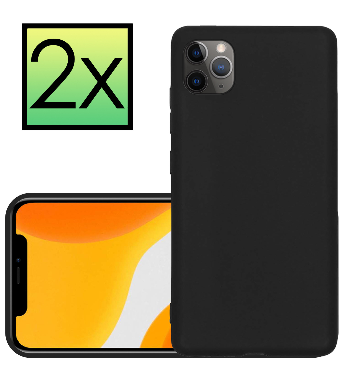 NoXx Hoes Geschikt voor iPhone 11 Pro Hoesje Cover Siliconen Back Case Hoes - Zwart - 2x