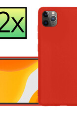 NoXx Hoes Geschikt voor iPhone 11 Pro Hoesje Cover Siliconen Back Case Hoes - Rood - 2x