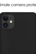 NoXx Hoes Geschikt voor iPhone 11 Hoesje Cover Siliconen Back Case Hoes - Zwart - 2x