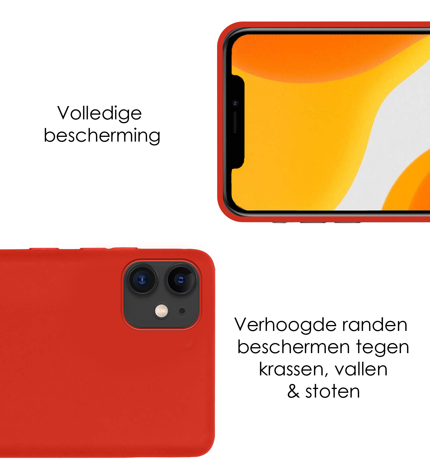 NoXx Hoes Geschikt voor iPhone 11 Hoesje Cover Siliconen Back Case Hoes - Rood - 2x