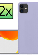 NoXx Hoes Geschikt voor iPhone 11 Hoesje Cover Siliconen Back Case Hoes - Lila - 2x