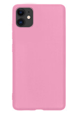 NoXx Hoes Geschikt voor iPhone 11 Hoesje Cover Siliconen Back Case Hoes - Lichtroze - 2x