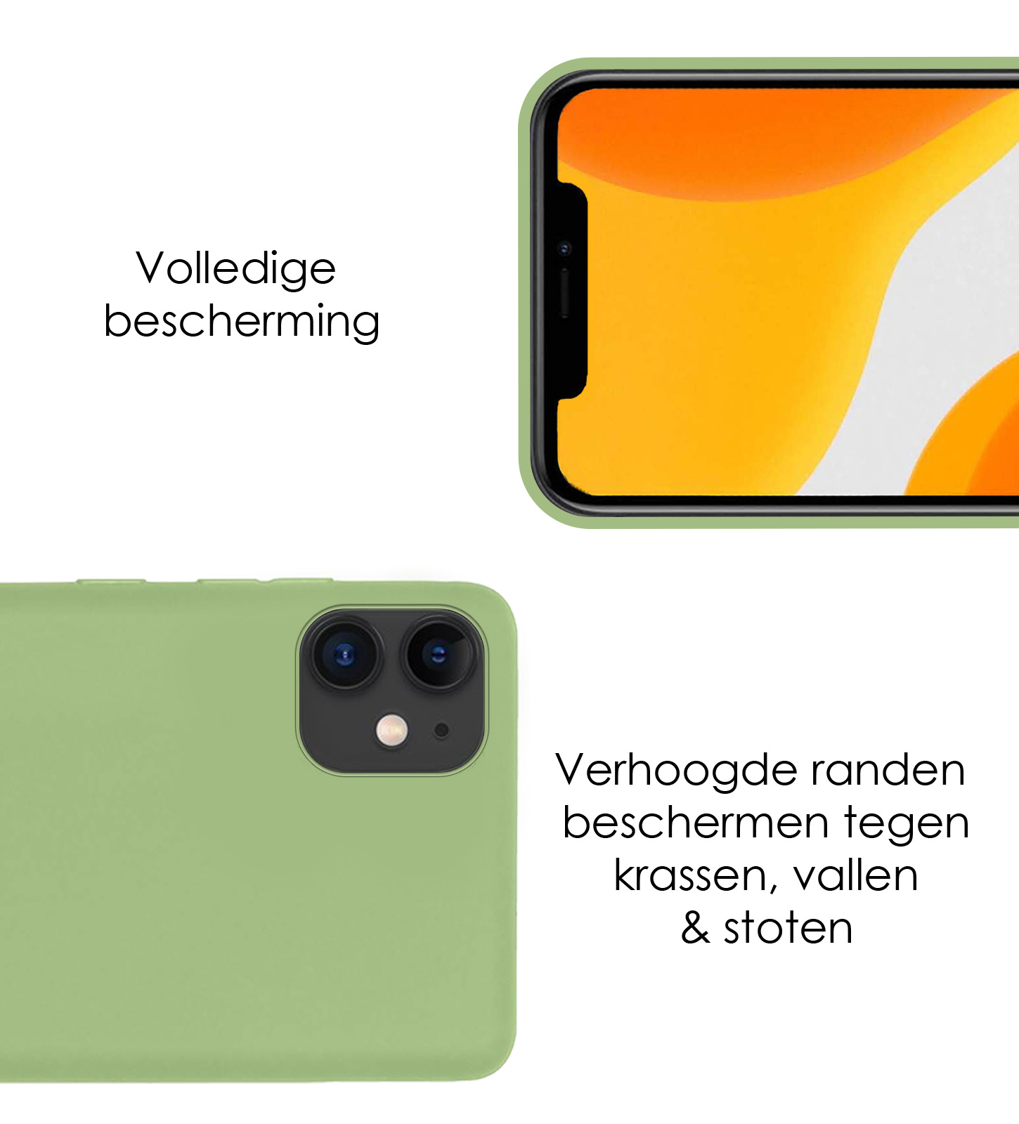 NoXx Hoes Geschikt voor iPhone 11 Hoesje Cover Siliconen Back Case Hoes - Groen - 2x