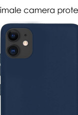 NoXx Hoes Geschikt voor iPhone 11 Hoesje Cover Siliconen Back Case Hoes - Donkerblauw - 2x