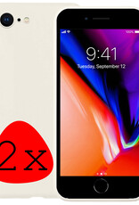 NoXx Hoes Geschikt voor iPhone 8 Hoesje Cover Siliconen Back Case Hoes - Wit - 2x