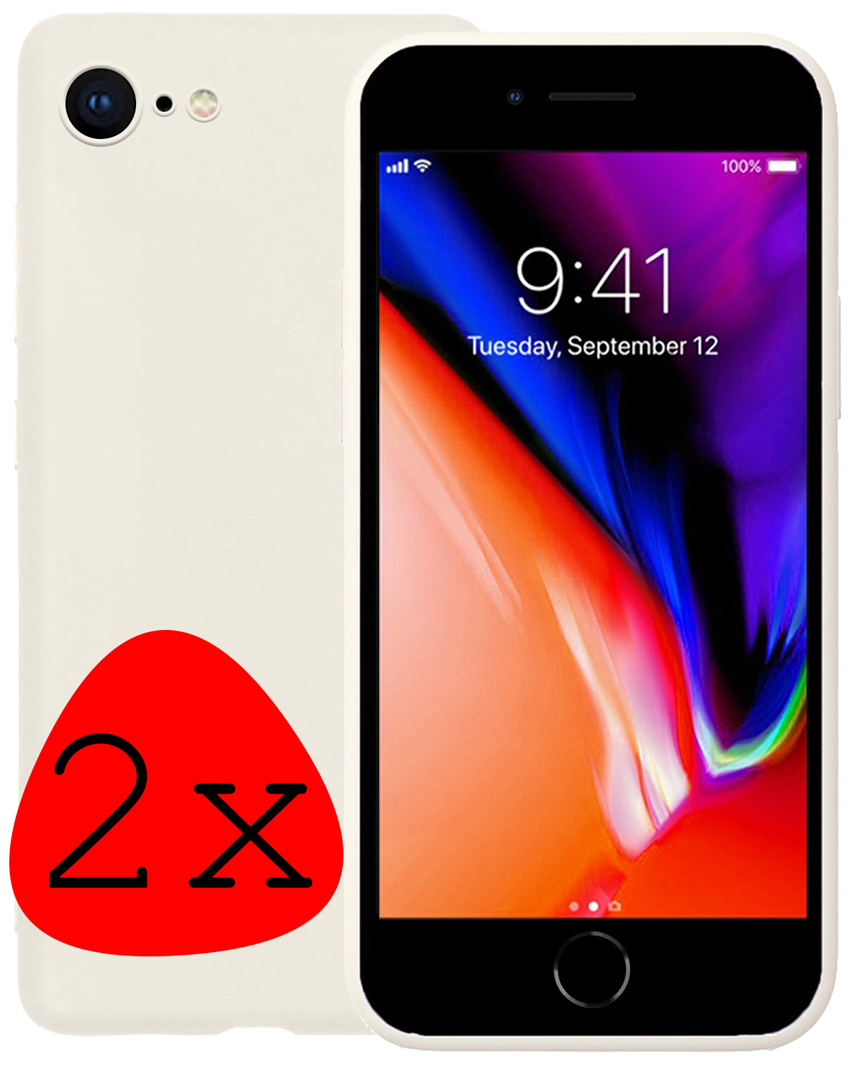 NoXx Hoes Geschikt voor iPhone 8 Hoesje Cover Siliconen Back Case Hoes - Wit - 2x