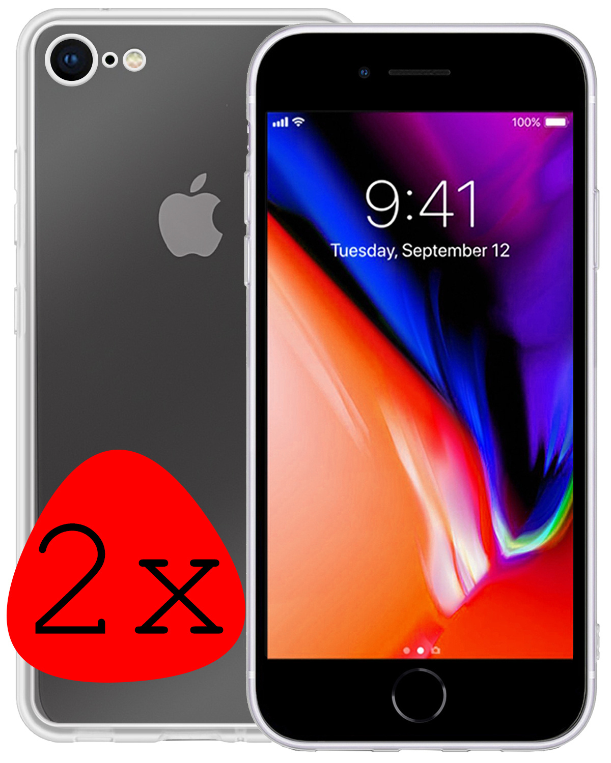NoXx Hoes Geschikt voor iPhone 8 Hoesje Cover Siliconen Back Case Hoes - Transparant - 2x