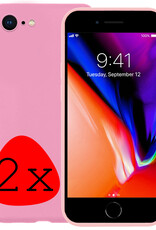 NoXx Hoes Geschikt voor iPhone 8 Hoesje Cover Siliconen Back Case Hoes - Lichtroze - 2x