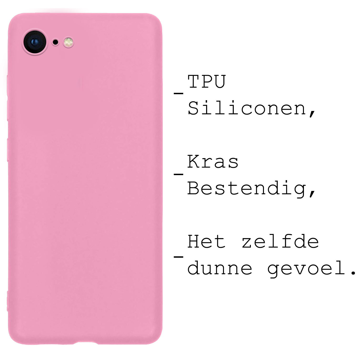 NoXx Hoes Geschikt voor iPhone 8 Hoesje Cover Siliconen Back Case Hoes - Lichtroze - 2x