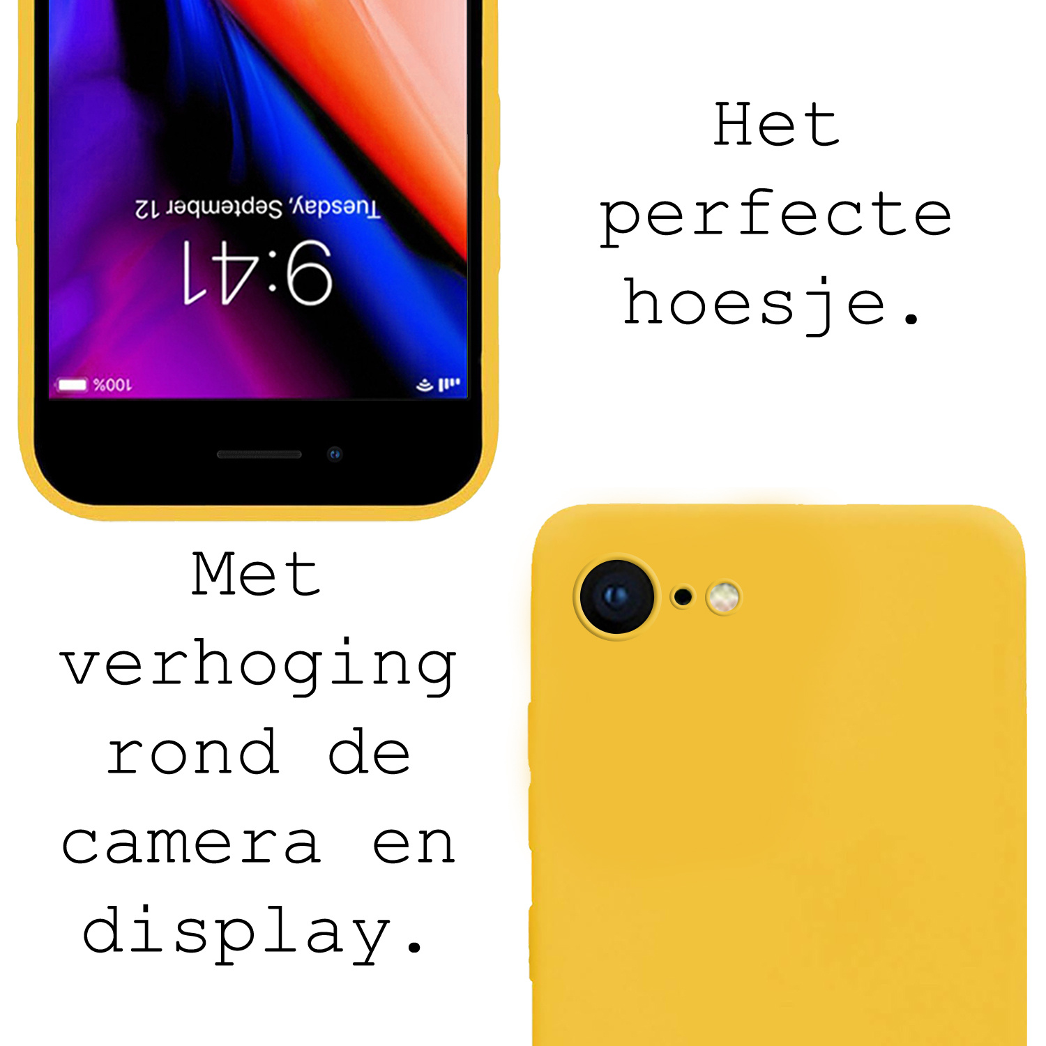 NoXx Hoes Geschikt voor iPhone 8 Hoesje Cover Siliconen Back Case Hoes - Geel - 2x