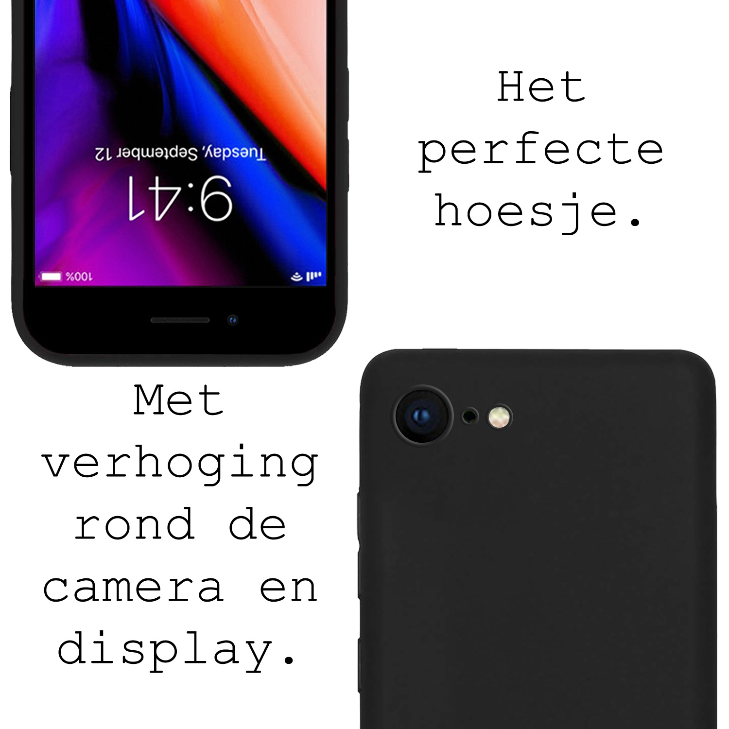 NoXx Hoes Geschikt voor iPhone 8 Hoesje Cover Siliconen Back Case Hoes - Zwart