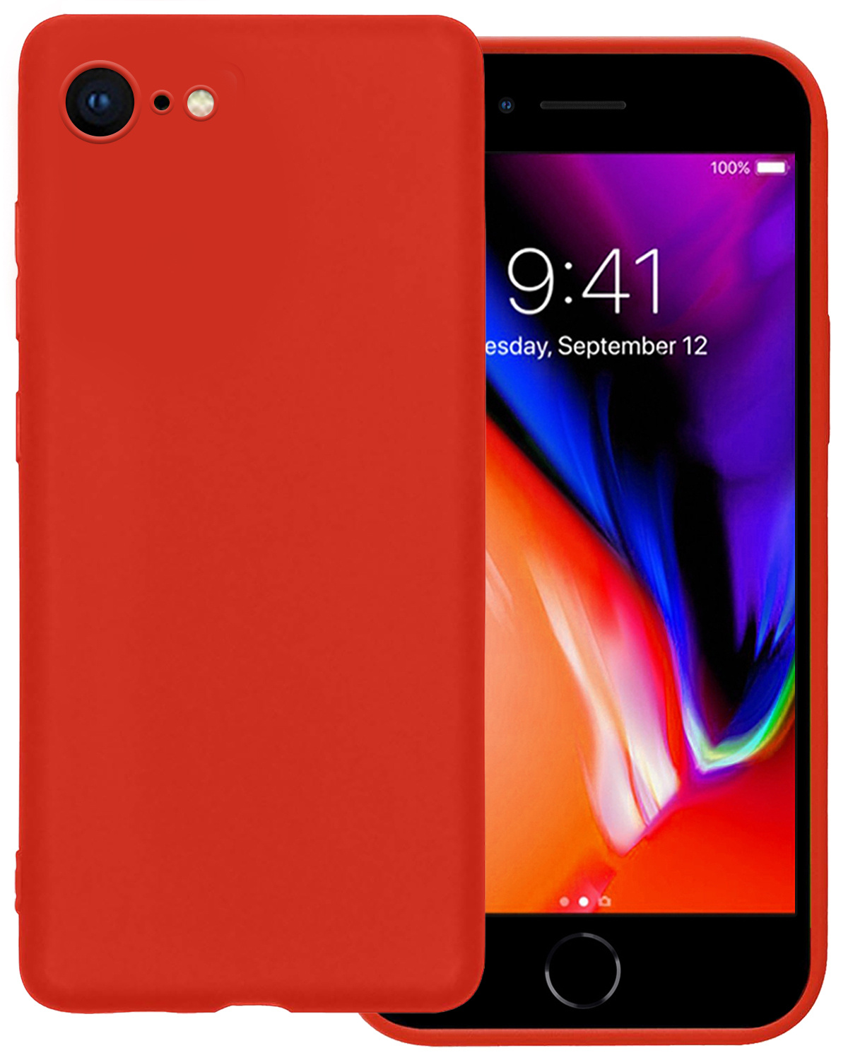 NoXx Hoes Geschikt voor iPhone 8 Hoesje Cover Siliconen Back Case Hoes - Rood