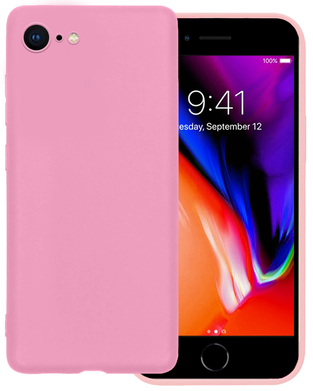 NoXx Hoes Geschikt voor iPhone 8 Hoesje Cover Siliconen Back Case Hoes - Lichtroze