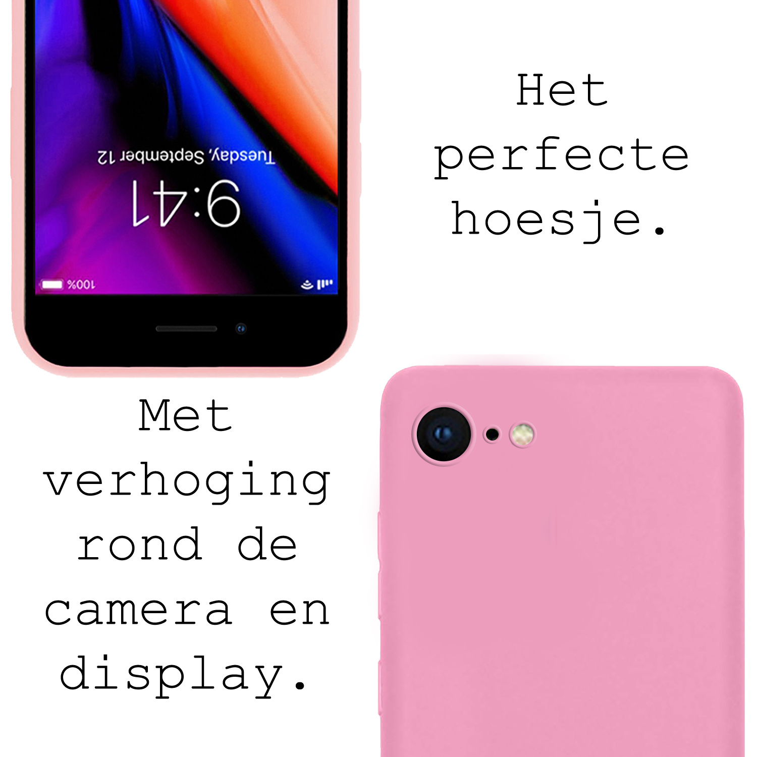 NoXx Hoes Geschikt voor iPhone 8 Hoesje Cover Siliconen Back Case Hoes - Lichtroze