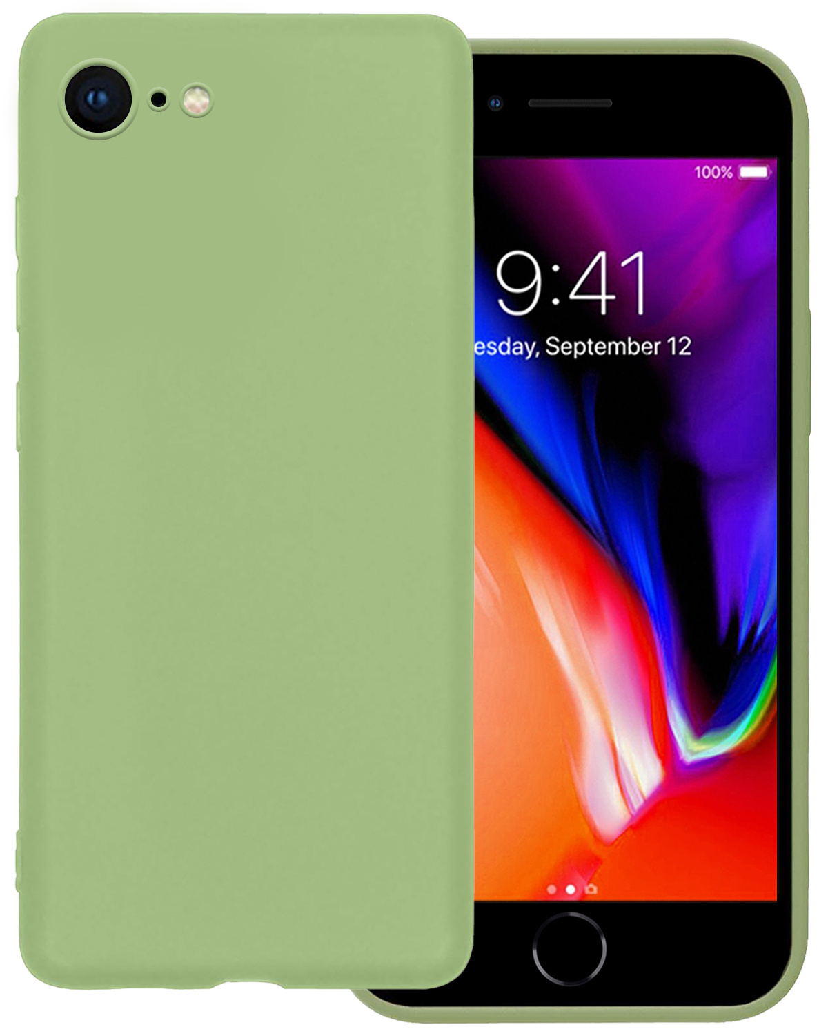 NoXx Hoes Geschikt voor iPhone 8 Hoesje Cover Siliconen Back Case Hoes - Groen