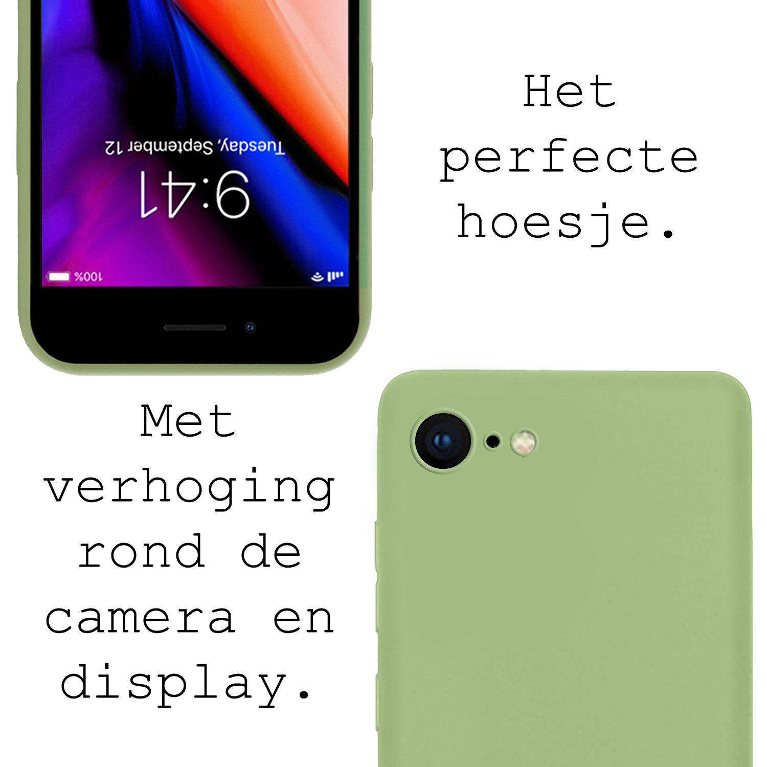NoXx Hoes Geschikt voor iPhone 8 Hoesje Cover Siliconen Back Case Hoes - Groen