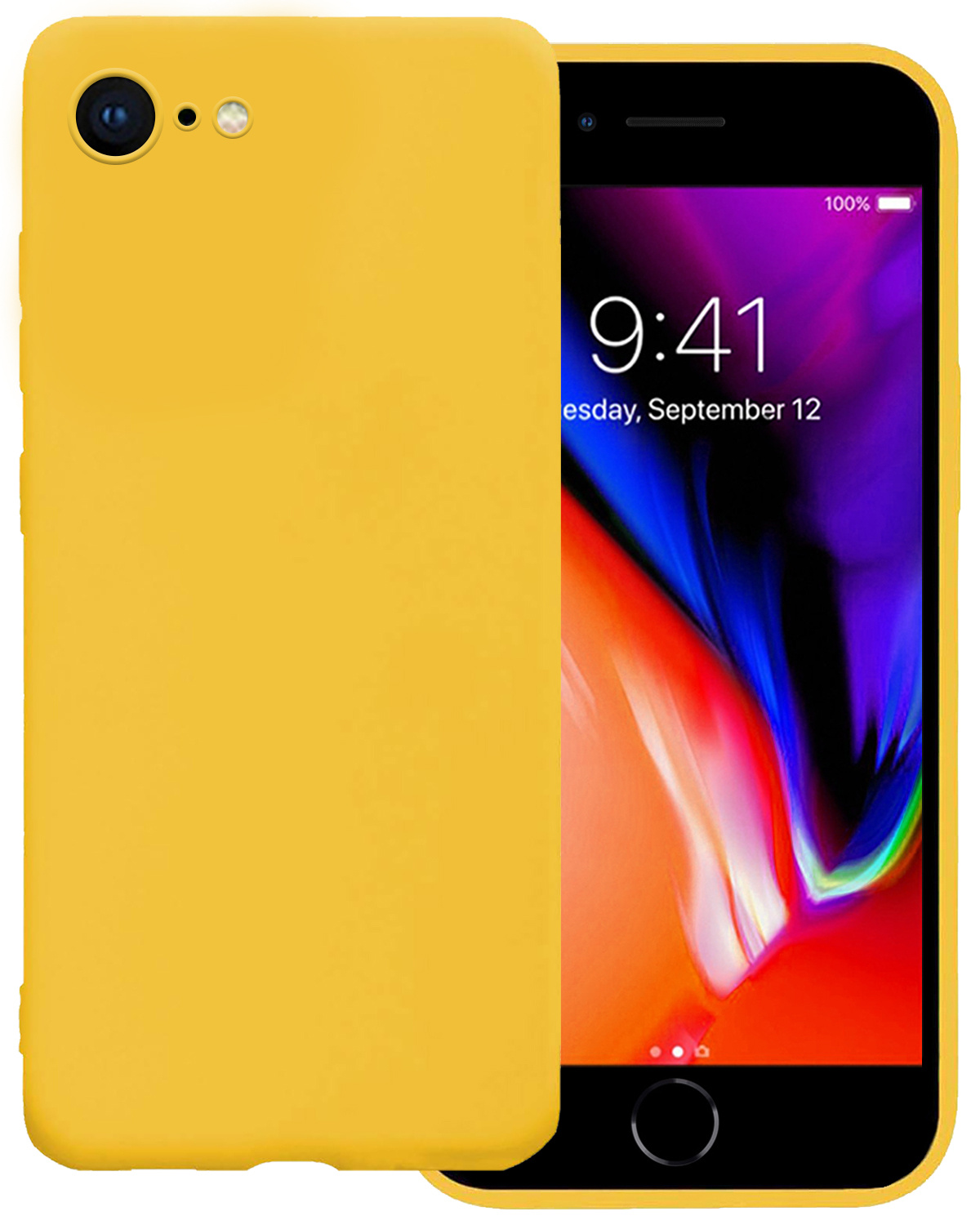 NoXx Hoes Geschikt voor iPhone 8 Hoesje Cover Siliconen Back Case Hoes - Geel