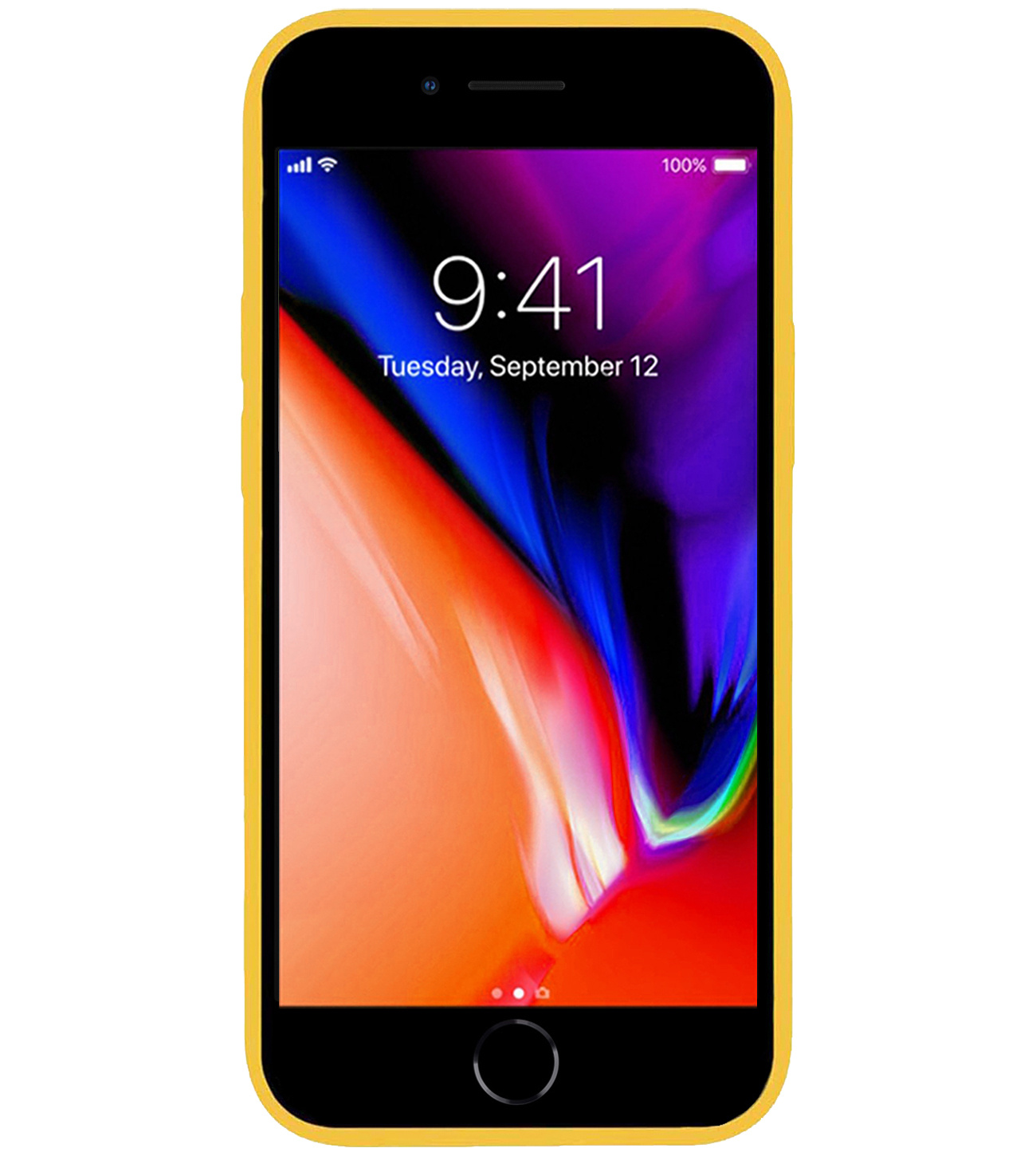 NoXx Hoes Geschikt voor iPhone 8 Hoesje Cover Siliconen Back Case Hoes - Geel