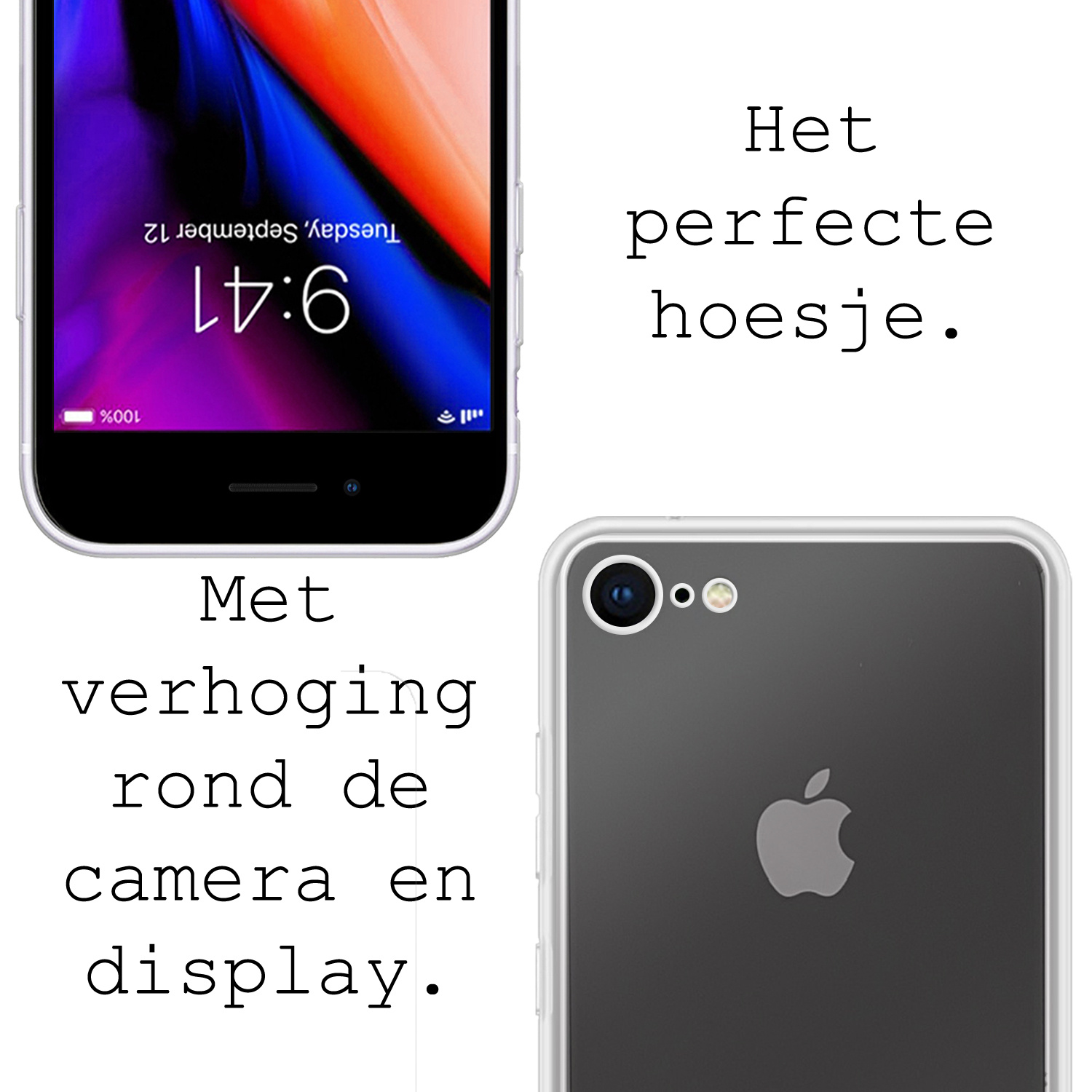 NoXx Hoes Geschikt voor iPhone 7 Hoesje Cover Siliconen Back Case Hoes - Transparant - 2x