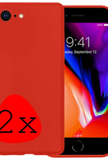 NoXx Hoes Geschikt voor iPhone 7 Hoesje Cover Siliconen Back Case Hoes - Rood - 2x