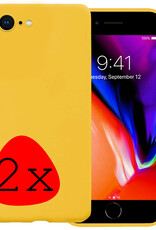 NoXx Hoes Geschikt voor iPhone 7 Hoesje Cover Siliconen Back Case Hoes - Geel - 2x